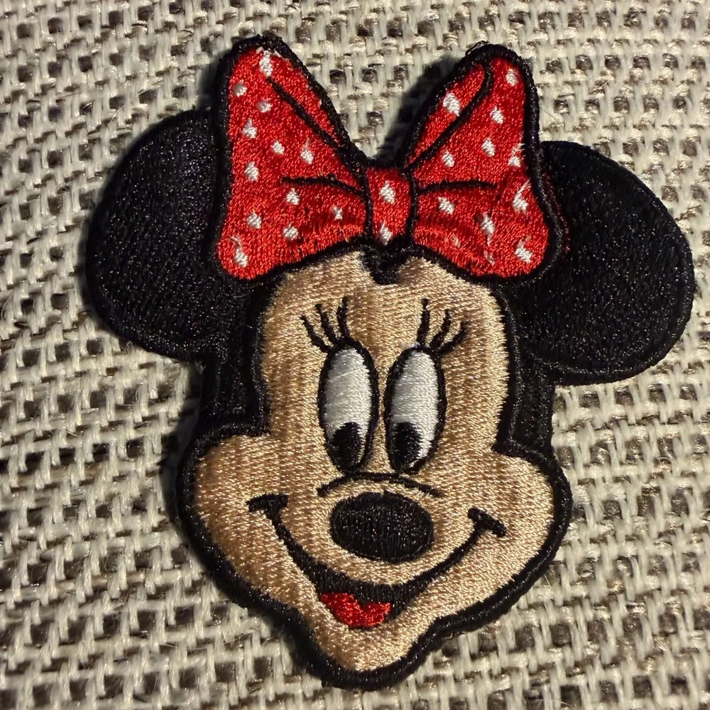 Embroidered Minnie Mouse Patch with Red Polka Dot Bow